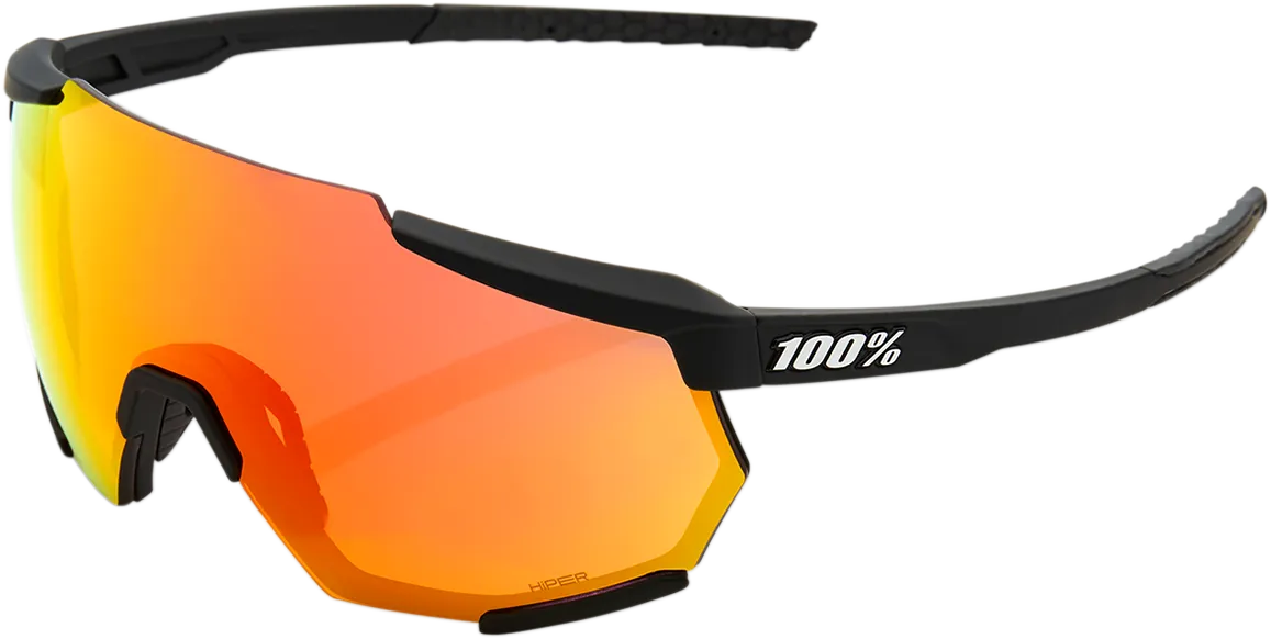 100% Racetrap Sunglasses - Soft Tact Black - Red Mirror Lens 61037-100-43