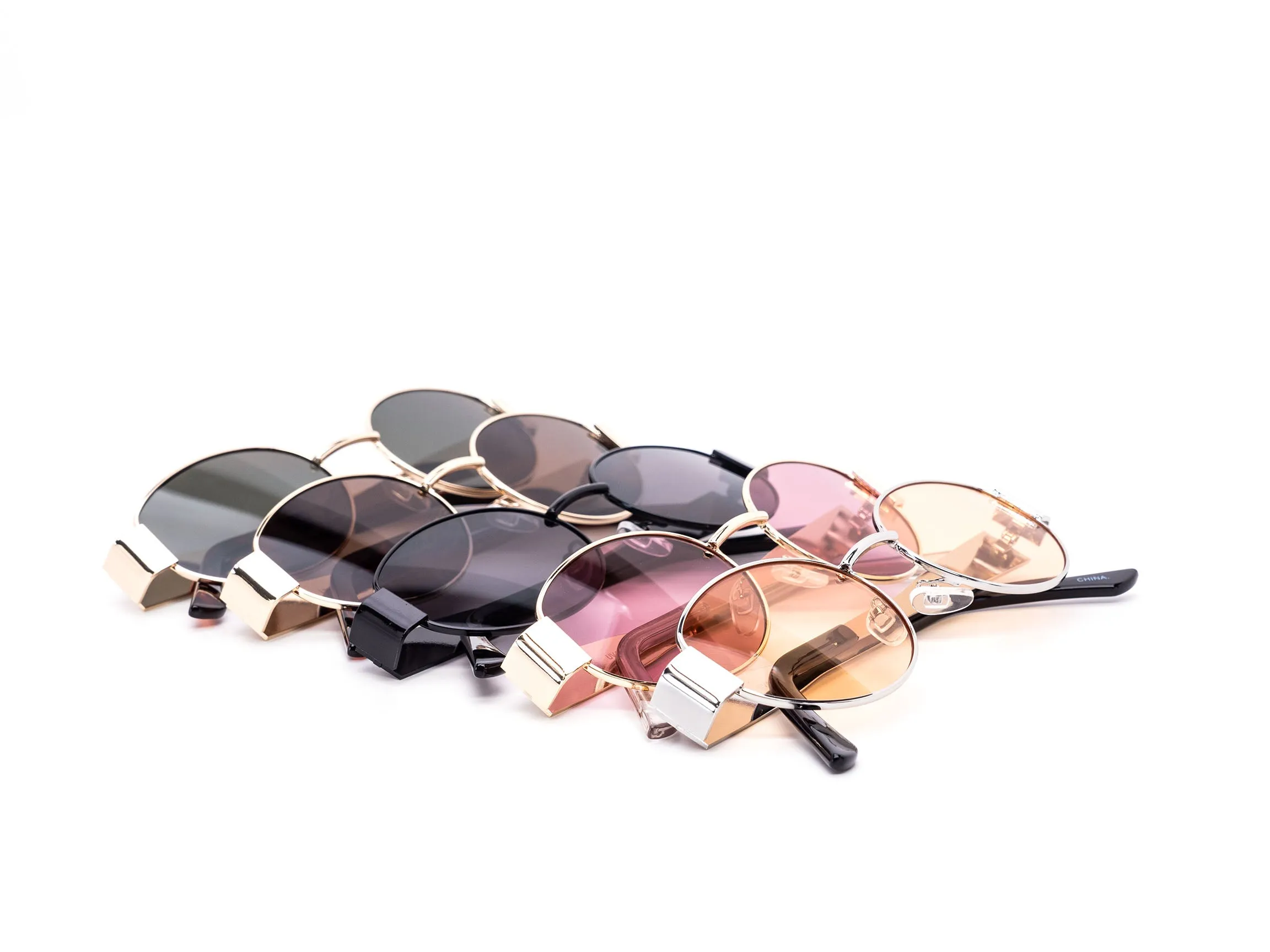 12 Pack: Chic Oval Metal Color Wholesale Sunglasses