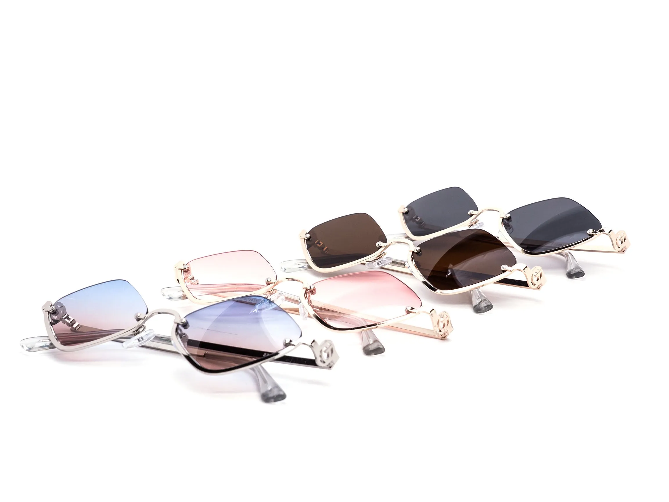 12 Pack: Chic Semi-Rimless Diamond Cut Wholesale Sunglasses