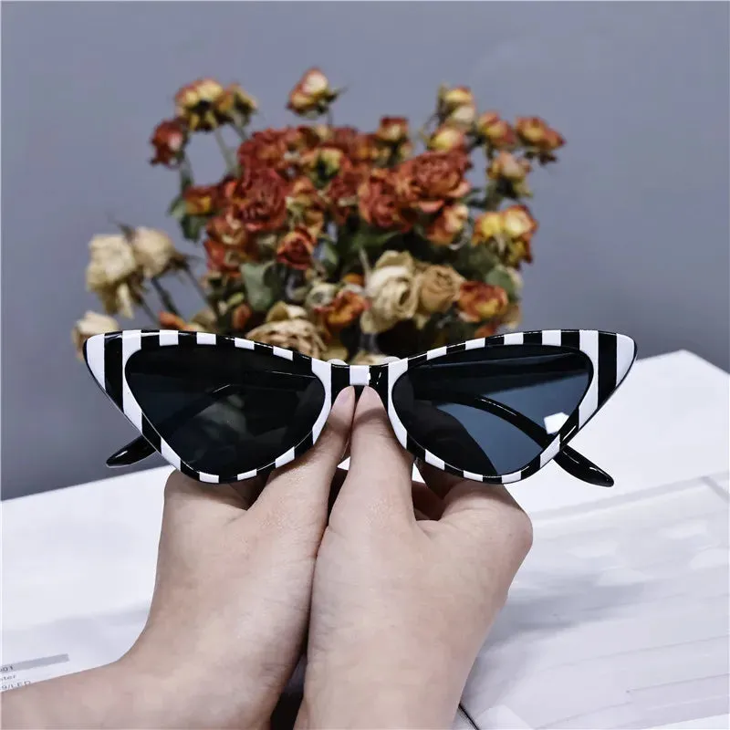 2024 Women's Cat Eye Fashion Sunglasses - Vintage Personality Design, Zebra Pattern, Gray Shade Sun Glasses, Latest Popular UV400