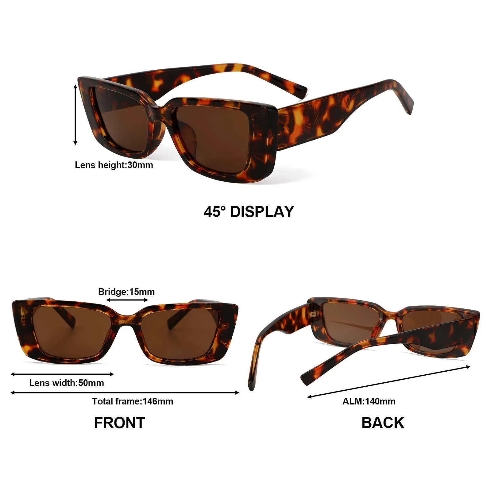 3 Pcs Rectangle Sunglasses for Women, 90’s Vintage Fashion Retro Square Driving Glasses Sun Glasses UV Protection Glasses Eyewear for Girls