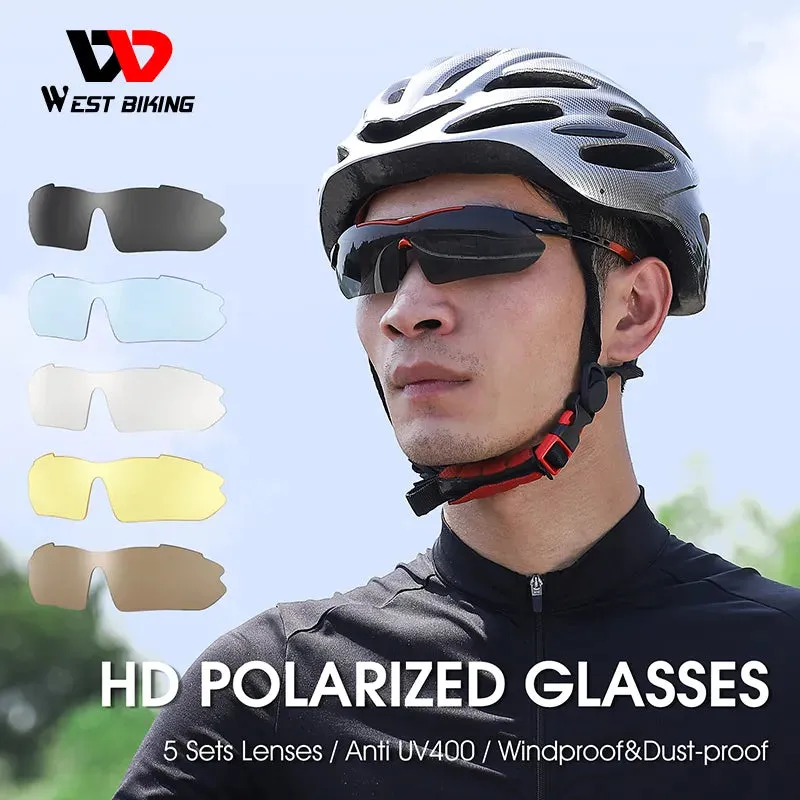 5 Lens Polarized Cycling Glasses Men Women Sports Sunglasses Road MTB Mountain Bike Bicycle Riding Goggles Eyewear