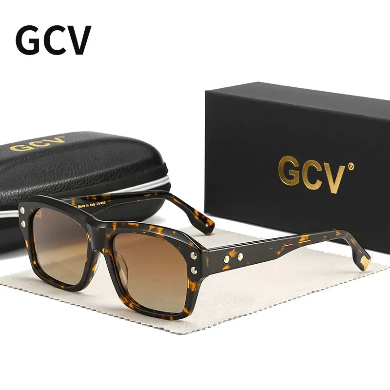 Acetate Square Rectangular Polarized Sunglasses UV400 Fashion Eyewear