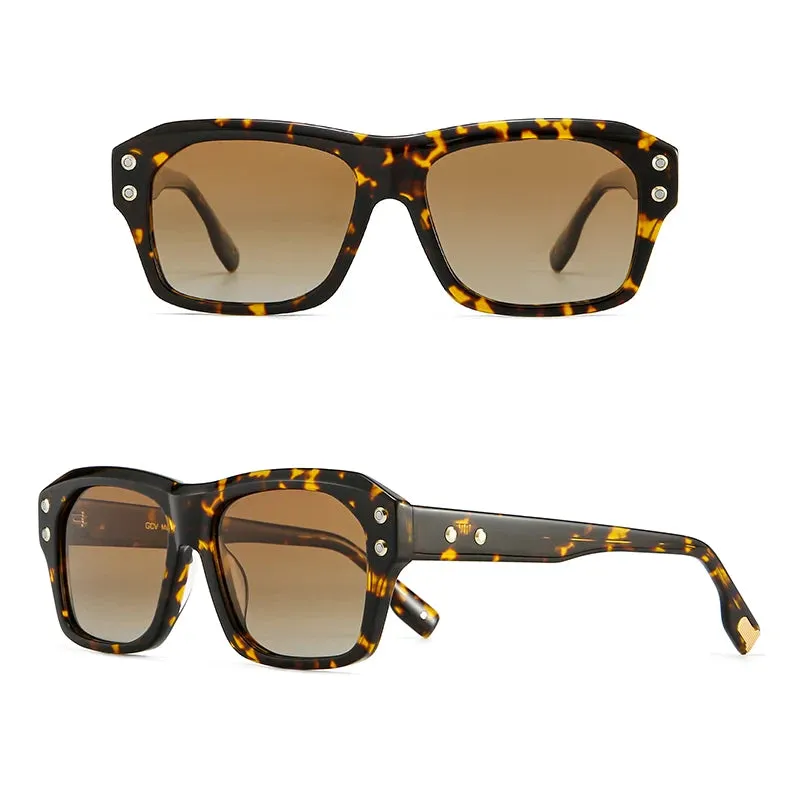 Acetate Square Rectangular Polarized Sunglasses UV400 Fashion Eyewear