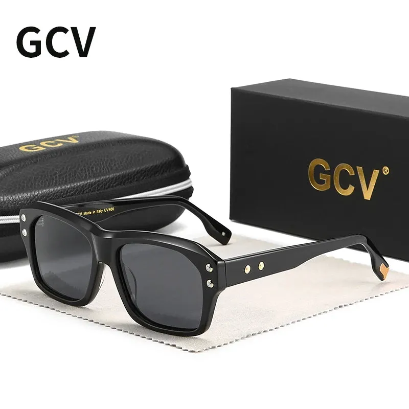 Acetate Square Rectangular Polarized Sunglasses UV400 Fashion Eyewear