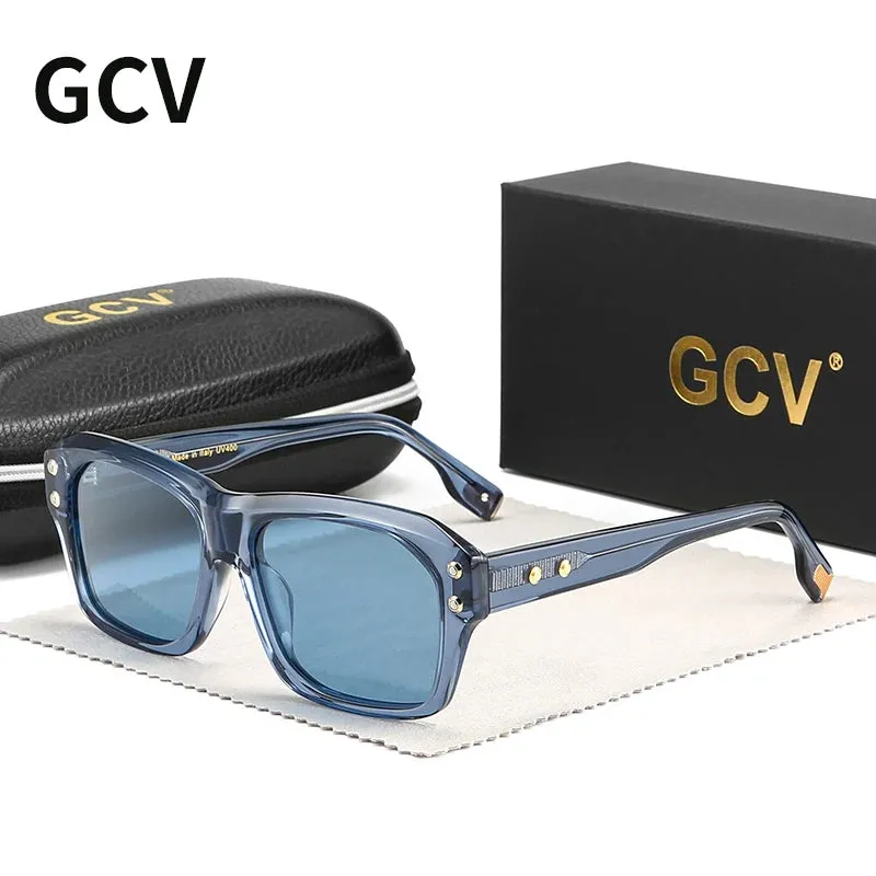 Acetate Square Rectangular Polarized Sunglasses UV400 Fashion Eyewear