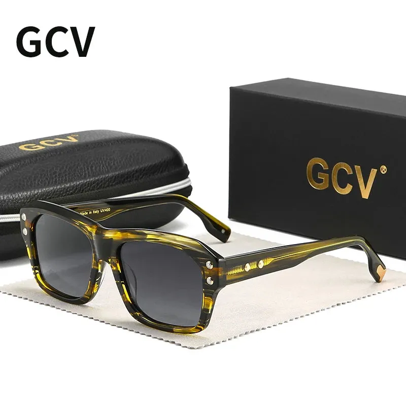 Acetate Square Rectangular Polarized Sunglasses UV400 Fashion Eyewear