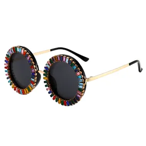 Allure Round Rhinestone Sunglasses