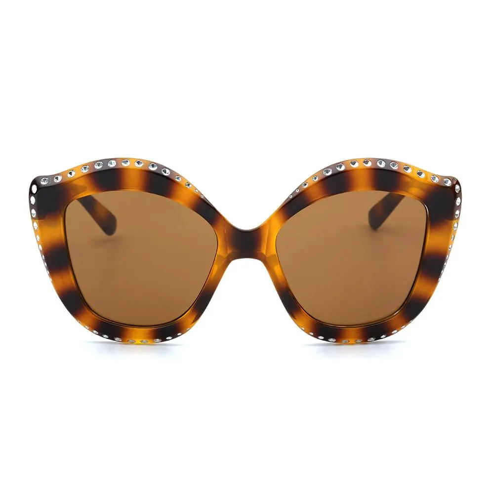 ANGOLA | S1092 - Women Oversized Round Cat Eye Fashion Sunglasses