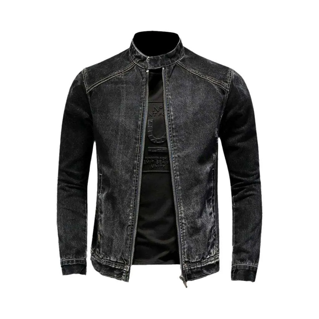 Biker black jeans jacket for men