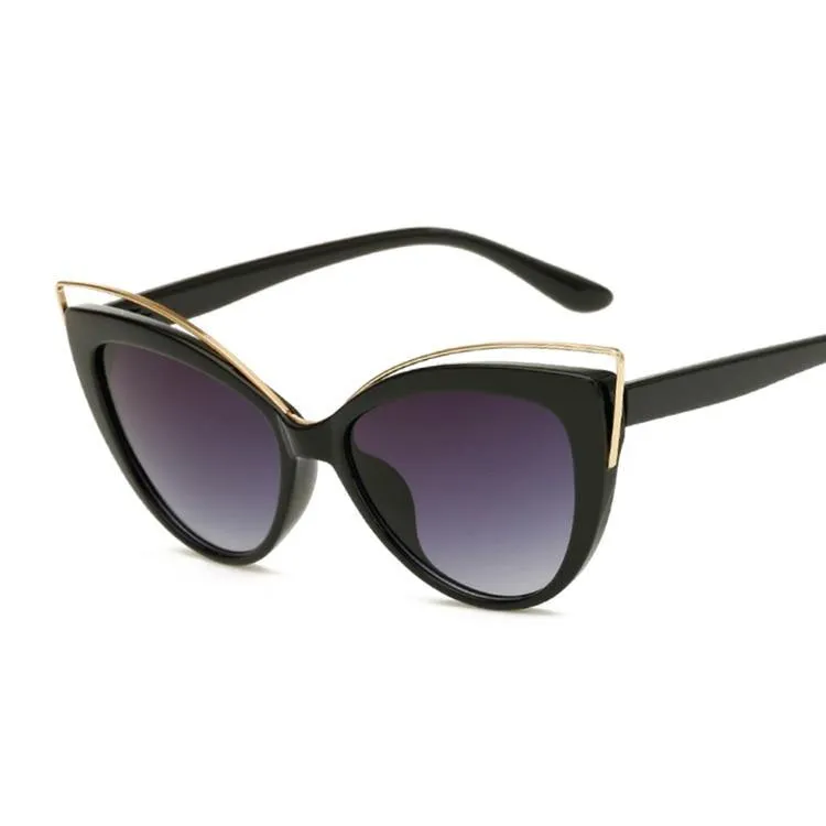 Black Glasses Fashion Cat Eyes Sunglasses Luxury Brand Designer Vintage