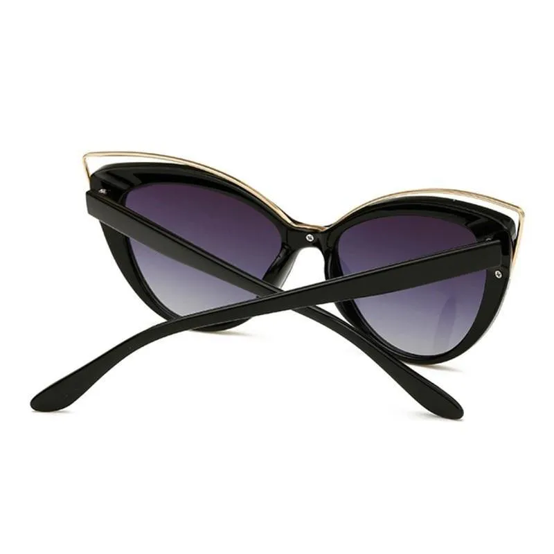Black Glasses Fashion Cat Eyes Sunglasses Luxury Brand Designer Vintage
