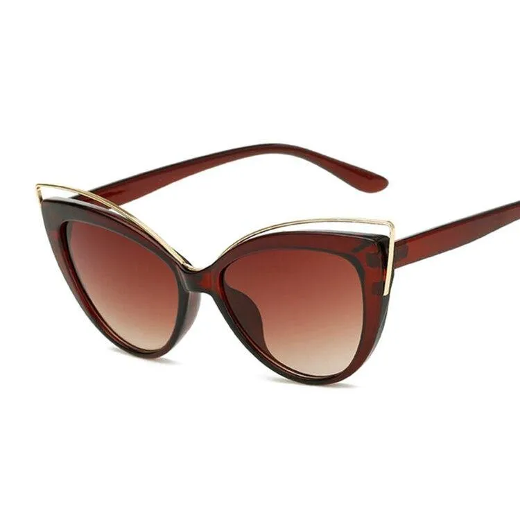 Black Glasses Fashion Cat Eyes Sunglasses Luxury Brand Designer Vintage