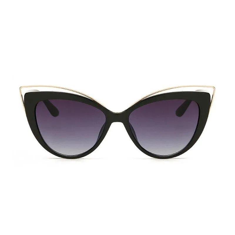 Black Glasses Fashion Cat Eyes Sunglasses Luxury Brand Designer Vintage