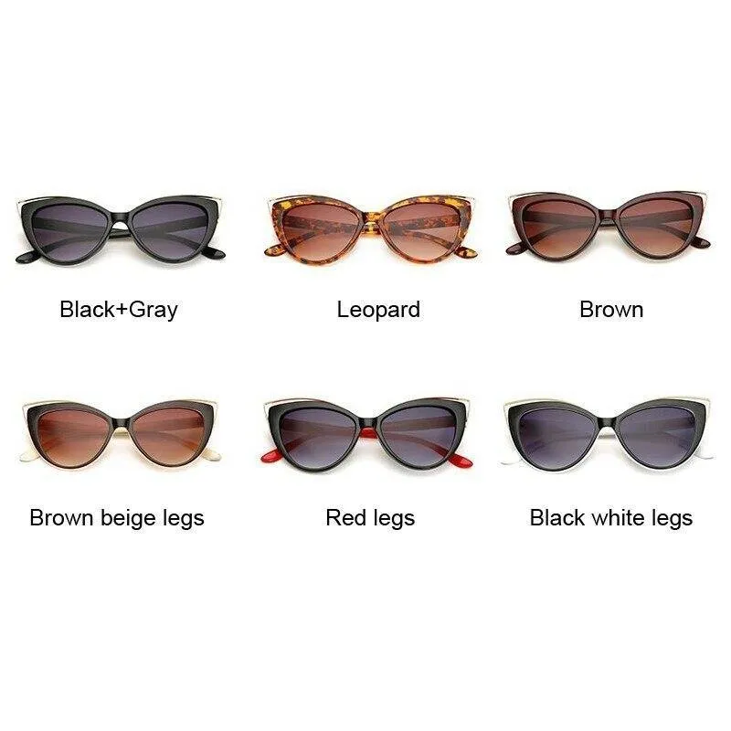 Black Glasses Fashion Cat Eyes Sunglasses Luxury Brand Designer Vintage