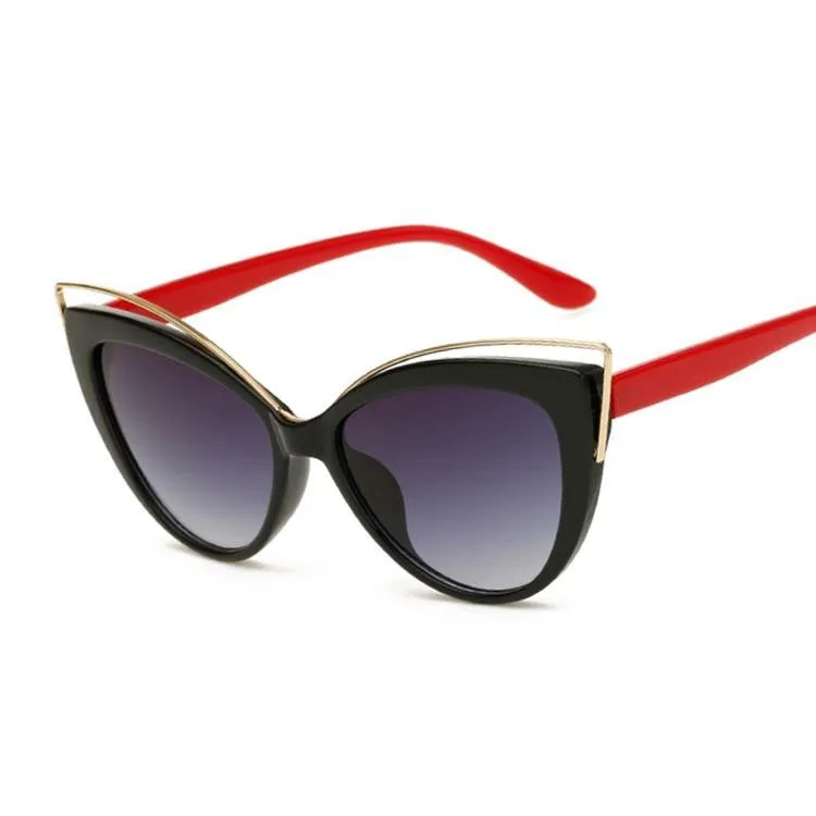 Black Glasses Fashion Cat Eyes Sunglasses Luxury Brand Designer Vintage