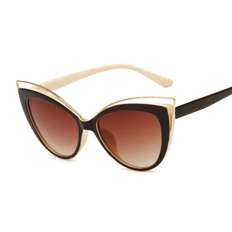 Black Glasses Fashion Cat Eyes Sunglasses Luxury Brand Designer Vintage