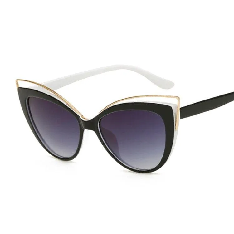 Black Glasses Fashion Cat Eyes Sunglasses Luxury Brand Designer Vintage