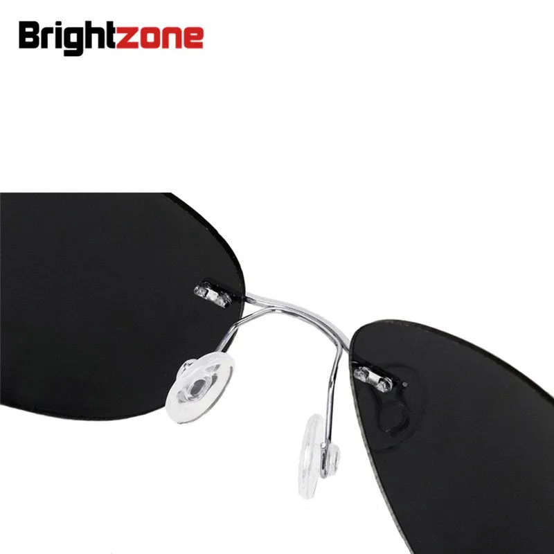 Brightzone Men's Sunglasses Square Titanium Rimless Polarized 1252
