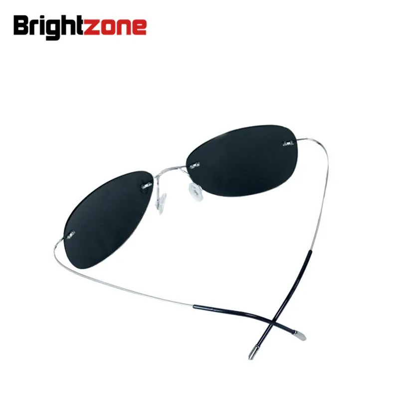 Brightzone Men's Sunglasses Square Titanium Rimless Polarized 1252