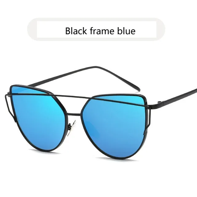 Cat Eye Vintage Rose Gold Mirror Sunglasses