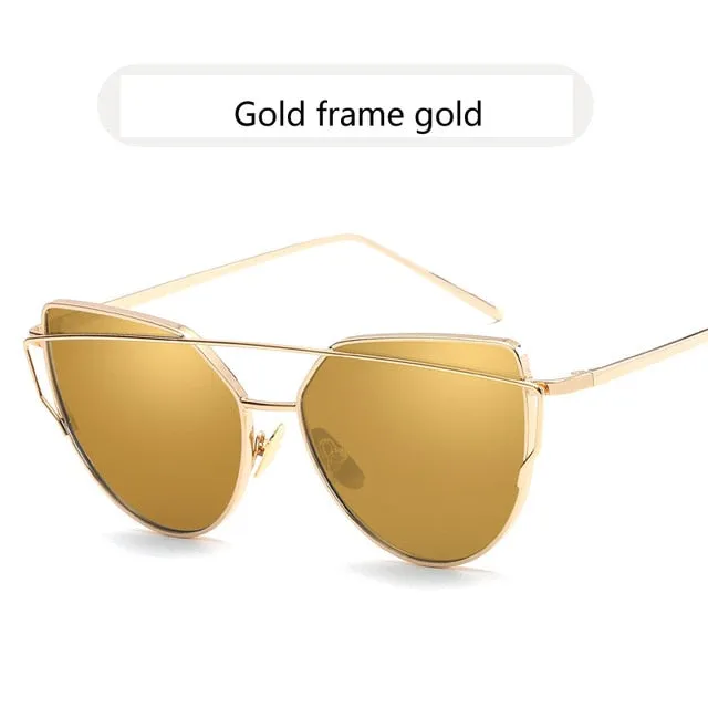 Cat Eye Vintage Rose Gold Mirror Sunglasses