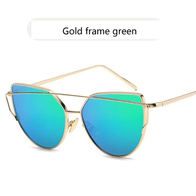 Cat Eye Vintage Rose Gold Mirror Sunglasses