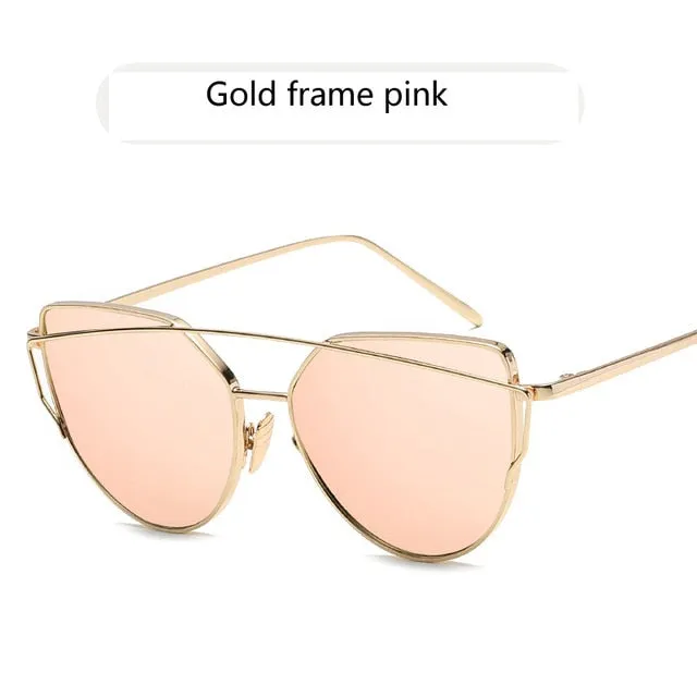 Cat Eye Vintage Rose Gold Mirror Sunglasses