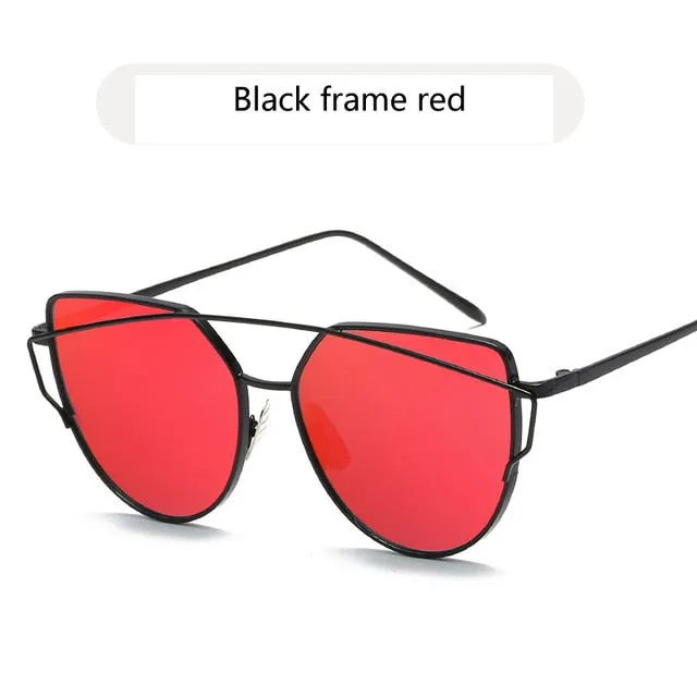 Cat Eye Vintage Rose Gold Mirror Sunglasses