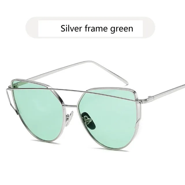 Cat Eye Vintage Rose Gold Mirror Sunglasses