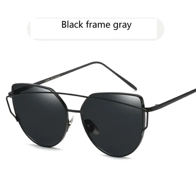 Cat Eye Vintage Rose Gold Mirror Sunglasses