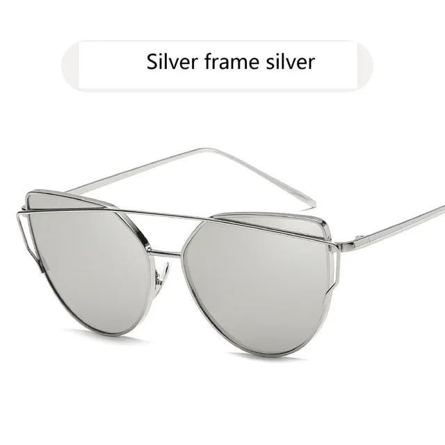 Cat Eye Vintage Rose Gold Mirror Sunglasses