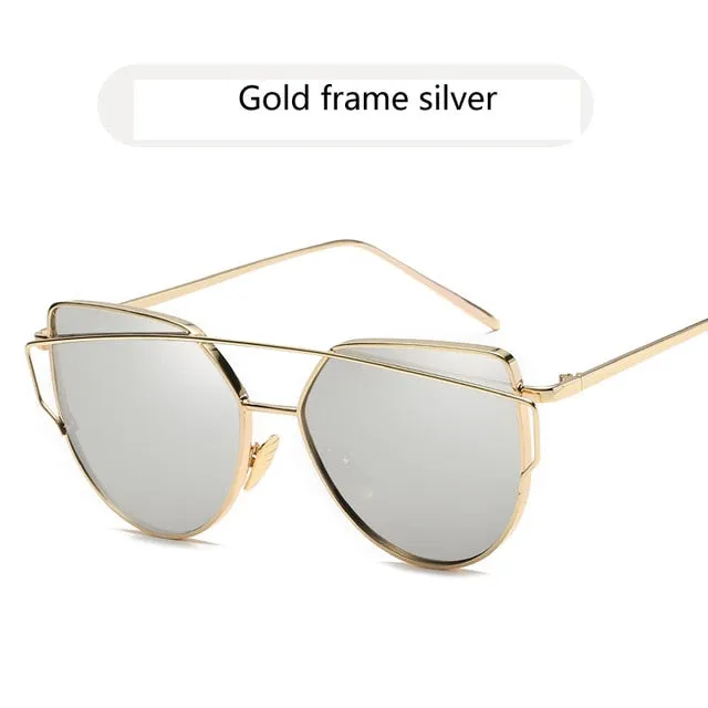 Cat Eye Vintage Rose Gold Mirror Sunglasses