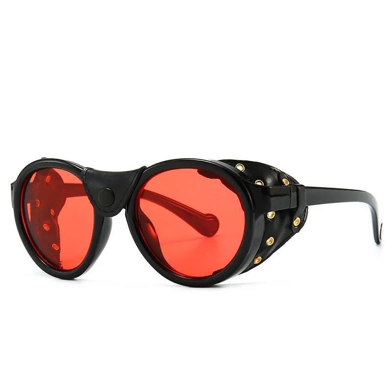 CCspace Unisex Full Rim Oval Round Resin Frame Steampunk Sunglasses 46311