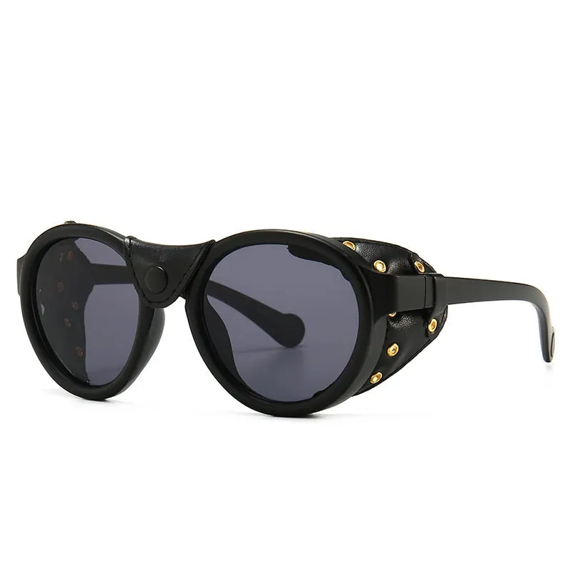 CCspace Unisex Full Rim Oval Round Resin Frame Steampunk Sunglasses 46311