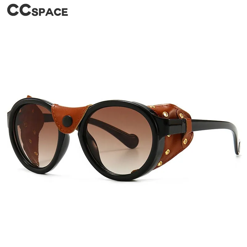 CCspace Unisex Full Rim Oval Round Resin Frame Steampunk Sunglasses 46311