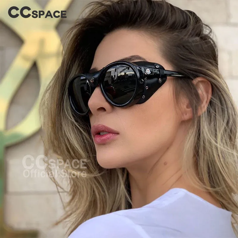 CCspace Unisex Full Rim Oval Round Resin Frame Steampunk Sunglasses 46311