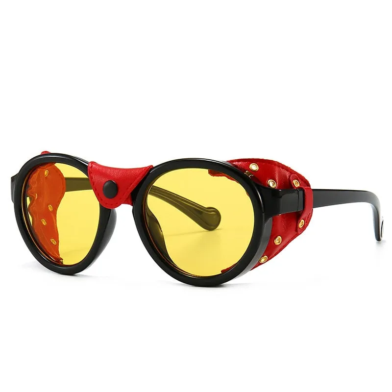 CCspace Unisex Full Rim Oval Round Resin Frame Steampunk Sunglasses 46311