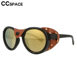 CCspace Unisex Full Rim Oval Round Resin Frame Steampunk Sunglasses 46311