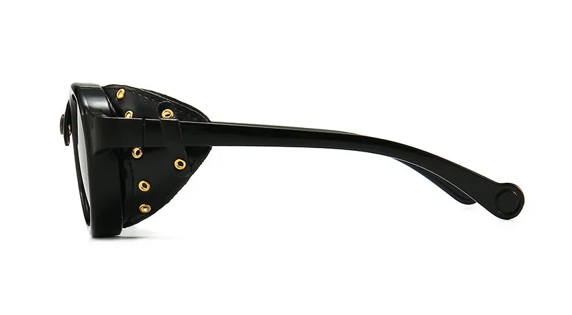 CCspace Unisex Full Rim Oval Round Resin Frame Steampunk Sunglasses 46311