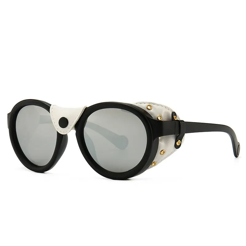 CCspace Unisex Full Rim Oval Round Resin Frame Steampunk Sunglasses 46311
