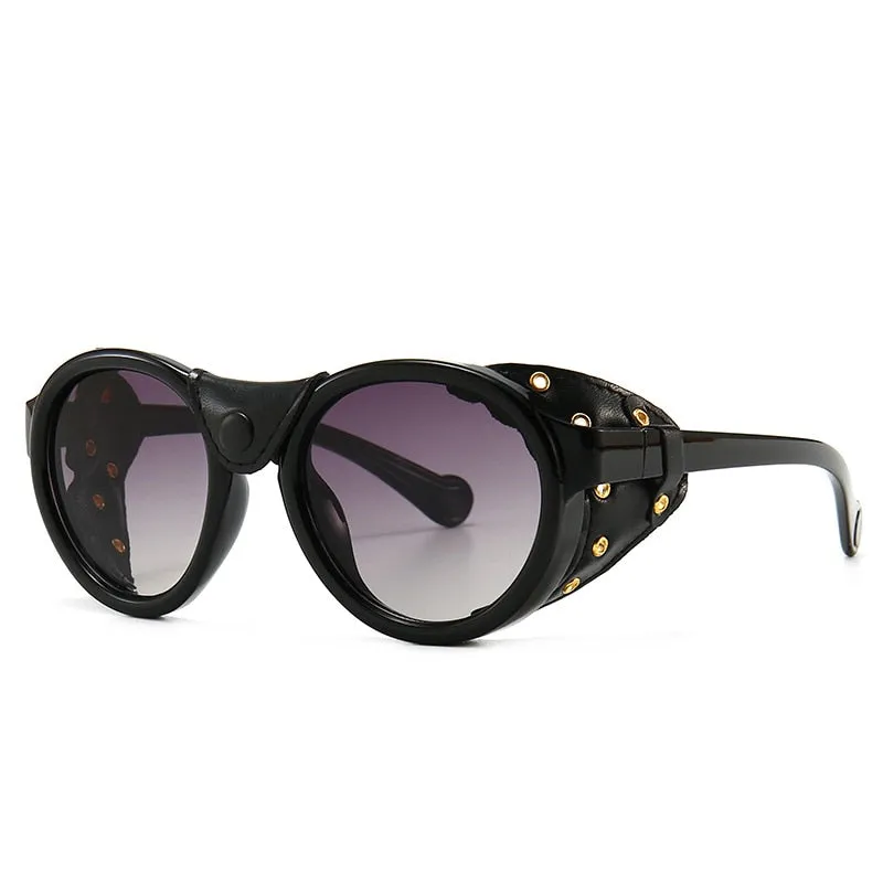 CCspace Unisex Full Rim Oval Round Resin Frame Steampunk Sunglasses 46311