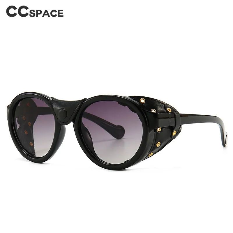 CCspace Unisex Full Rim Oval Round Resin Frame Steampunk Sunglasses 46311