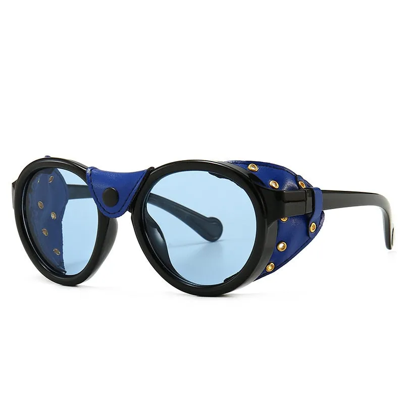 CCspace Unisex Full Rim Oval Round Resin Frame Steampunk Sunglasses 46311