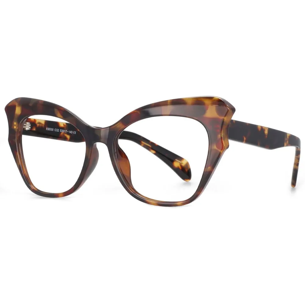 CCspace Women's Full Rim Oversized Cat Eye Tr 90 Titanium Frame Eyeglasses 53814