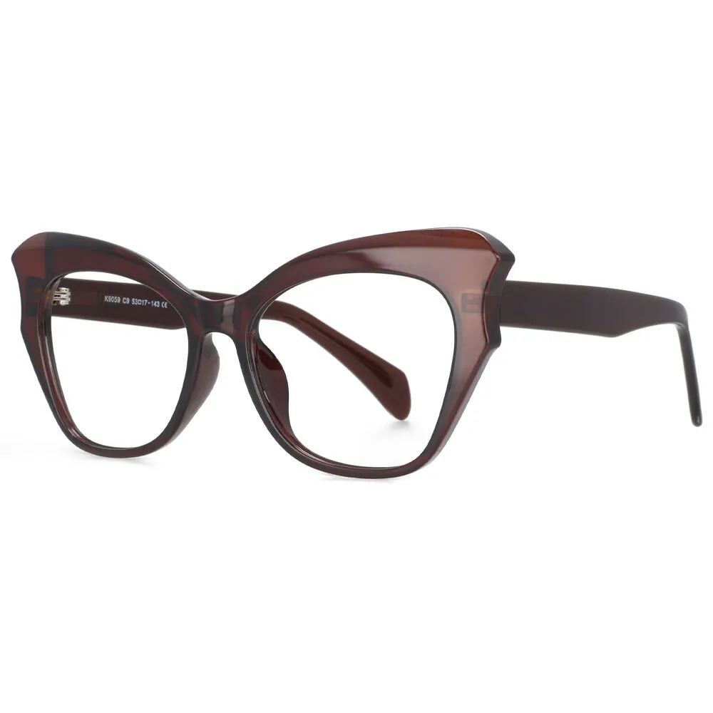 CCspace Women's Full Rim Oversized Cat Eye Tr 90 Titanium Frame Eyeglasses 53814