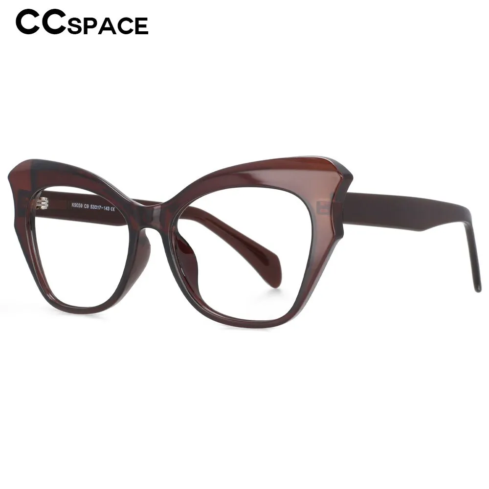 CCspace Women's Full Rim Oversized Cat Eye Tr 90 Titanium Frame Eyeglasses 53814