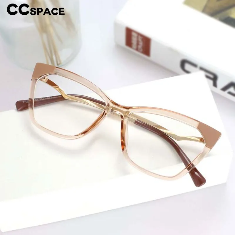 CCspace Women's Full Rim Square Cat Eye Resin Frame Eyeglasses 54127