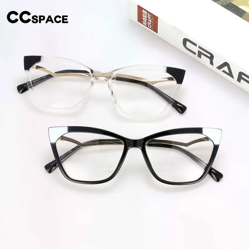 CCspace Women's Full Rim Square Cat Eye Resin Frame Eyeglasses 54127