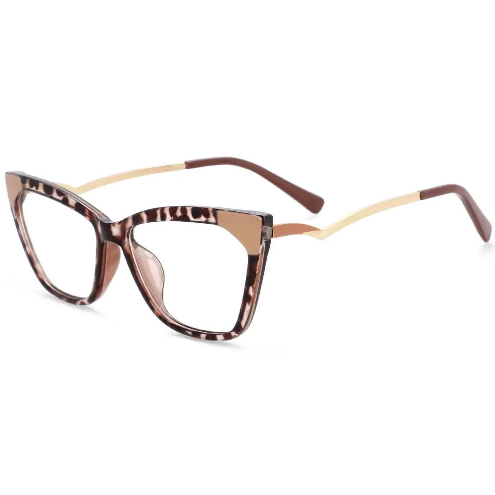 CCspace Women's Full Rim Square Cat Eye Resin Frame Eyeglasses 54127